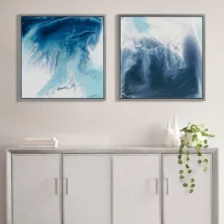 (Set Of 2) 25.5" Square Lagoon Gel Coat Framed Canvas Decorative Wall Art Set Blue -Furniture Promotion Shop GUEST 0098cb42 8b0f 4c6a a685 b9fd568aefc8