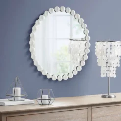 27" Marlowe Beaded Round Wall Mirror White - Madison Park -Furniture Promotion Shop GUEST 01db13bc a37e 4d86 8713 d4b0be0dacd8
