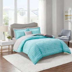Queen 8pc Zuri Reversible Complete Bed Set Includes Sheets - Aqua -Furniture Promotion Shop GUEST 031b230d 571d 4a7f ad7a 83fd66e2ed3a