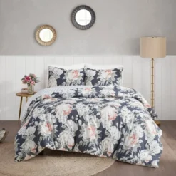 Sorrel Full/Queen 3pc Cotton Printed Reversible Coverlet Set Dark Blue -Furniture Promotion Shop GUEST 034b6eda b03b 4009 ab2f f9994379f6c1