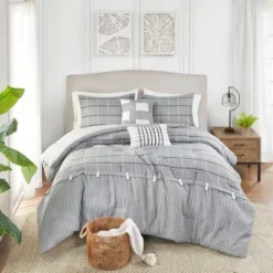 Madison Park 5pc Oakdale Faux Linen Jacquard Comforter Set Gray -Furniture Promotion Shop GUEST 0ec0aae9 3d86 443b 9f83 293fac5d17cd