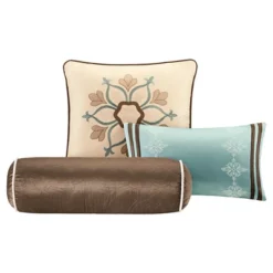 Camila 9 Piece Quilted Comforter Set - Blue (Queen)