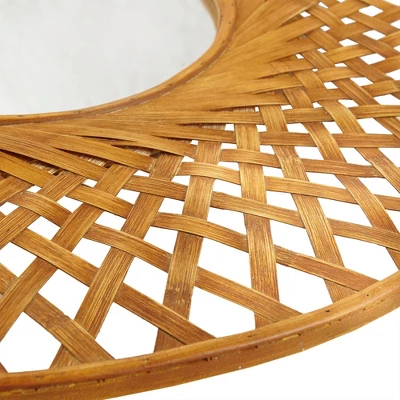 Round Reed Bamboo Decorative Wall Mirror Natural - Madison Park 2 Round Reed Bamboo Decorative Wall Mirror Natural - Madison Park - Image 2