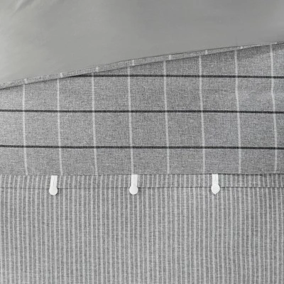 Madison Park 3pc King/California King Oakdale Faux Linen Jacquard Duvet Cover Set Gray 7 Madison Park 3pc King/California King Oakdale Faux Linen Jacquard Duvet Cover Set Gray - Image 7