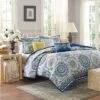 6pc Menara Reversible Quilted Coverlet Set Blue - Madison Park