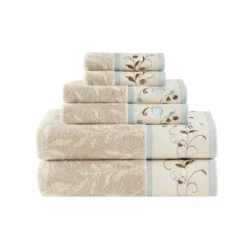 6pc Monroe Embroidered Cotton Jacquard Towel Set - Madison Park -Furniture Promotion Shop GUEST 4244b3f1 b476 4476 b2ef 6bedd34758fd
