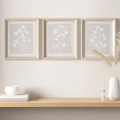 3pc Fair Florets Framed Glass Wall Art Set Beige - Madison Park 2 3pc Fair Florets Framed Glass Wall Art Set Beige - Madison Park - Image 2