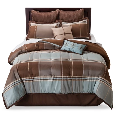 Brown Daniel Comforter Set 8pc 1 Brown Daniel Comforter Set 8pc