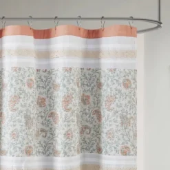 Stella Cotton Shower Curtain Coral