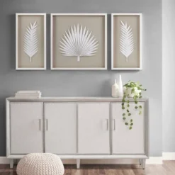 3pc Sabal Palm Rice Paper Framed Shadow Box Set Off White - Madison Park -Furniture Promotion Shop GUEST 496b24a5 a842 44f7 9220 a526bb1fc030