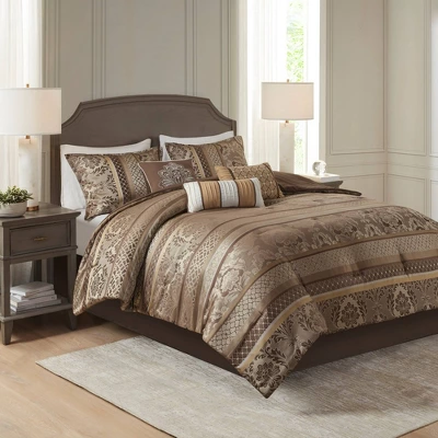 7pc Mirage Polyester Jacquard Comforter Bedding Set 1 7pc Mirage Polyester Jacquard Comforter Bedding Set