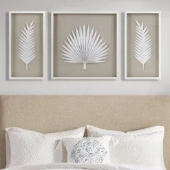 3pc Sabal Palm Rice Paper Framed Shadow Box Set Off White - Madison Park -Furniture Promotion Shop GUEST 51ef197d da92 47d8 a8f8 339e3a7241f1