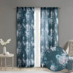 Fleur Printed Floral Rod Pocket And Back Tab Voile Sheer -Furniture Promotion Shop GUEST 55b9813a 7a19 4f62 89b5 befbfe298a34