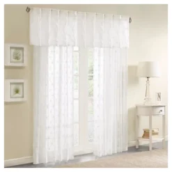 50"x18" Sheer Vera Embroidered Window Valance White - Madison Park -Furniture Promotion Shop GUEST 57498341 88eb 4a65 af8b 7f0c5167ec4a