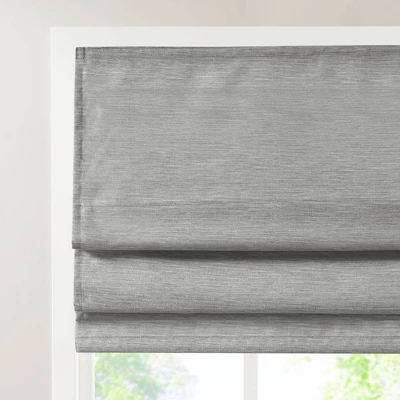 Aberdeen Printed Faux Silk Room Darkening Cordless Roman Blinds And Shade Gray 3 Aberdeen Printed Faux Silk Room Darkening Cordless Roman Blinds And Shade Gray - Image 3