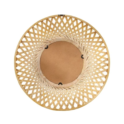 Round Reed Bamboo Decorative Wall Mirror Natural - Madison Park 3 Round Reed Bamboo Decorative Wall Mirror Natural - Madison Park - Image 3