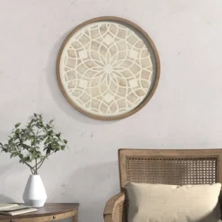Leah Round Two-Tone Medallion Wall Decor Natural/White - Madison Park -Furniture Promotion Shop GUEST 65bf49e3 ccde 448f b852 ab73aed441cc