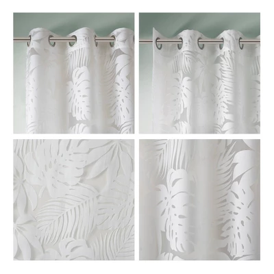 Maui Palm Leaf Burnout Window Sheer White 5 Maui Palm Leaf Burnout Window Sheer White - Image 5