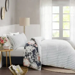 Sorrel Full/Queen 3pc Cotton Printed Reversible Coverlet Set Dark Blue -Furniture Promotion Shop GUEST 6e2a4930 5671 484c 9b15 ec6dadebcced