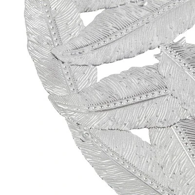 3pc Round Jax Feather Painted Iron Wall Decor Panel Set Gray - Madison Park 5 3pc Round Jax Feather Painted Iron Wall Decor Panel Set Gray - Madison Park - Image 5