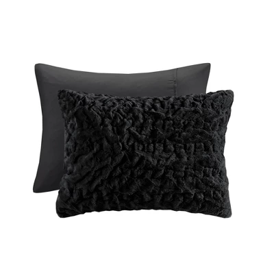 Madison Park 3pc Full/Queen Dakota Ruched Fur Down Alternative Comforter Set Black 9 Madison Park 3pc Full/Queen Dakota Ruched Fur Down Alternative Comforter Set Black - Image 9