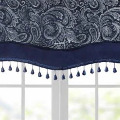 50"x18" Valerie Jacquard Room Darkening Window Curtain Panel With Beads Navy -Furniture Promotion Shop GUEST 886d8654 d979 4610 96c9 5dabe9119fcd
