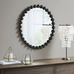 24.3" Round Marlowe Decorative Wall Mirror Black - Madison Park Signature -Furniture Promotion Shop GUEST 8d436a4f 9046 4372 a122 0c2f0900a62e