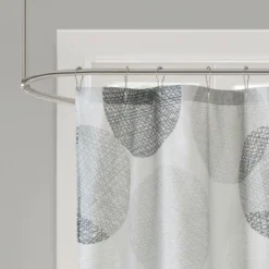 Cabrillo Geometric Print Microfiber Shower Curtain - Gray
