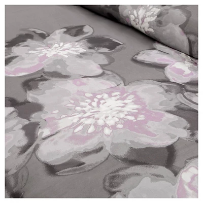 Gray/Purple Jasmine Watercolor Floral Duvet Cover Set 6pc 2 Gray/Purple Jasmine Watercolor Floral Duvet Cover Set 6pc - Image 2