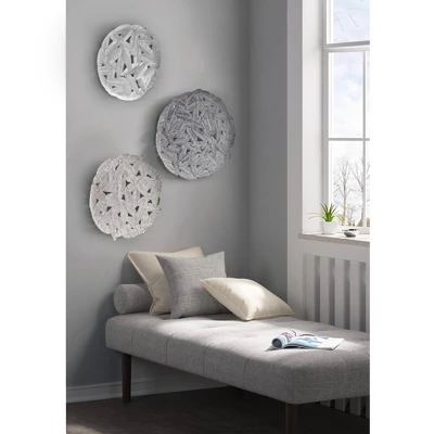 3pc Round Jax Feather Painted Iron Wall Decor Panel Set Gray - Madison Park 11 3pc Round Jax Feather Painted Iron Wall Decor Panel Set Gray - Madison Park - Image 11