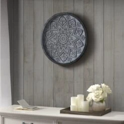 25.2" X 25.2" Dia. Medallion Carved Wall Panel Gray -Furniture Promotion Shop GUEST 9f9d957f 3823 429b 8e94 2c635705e773