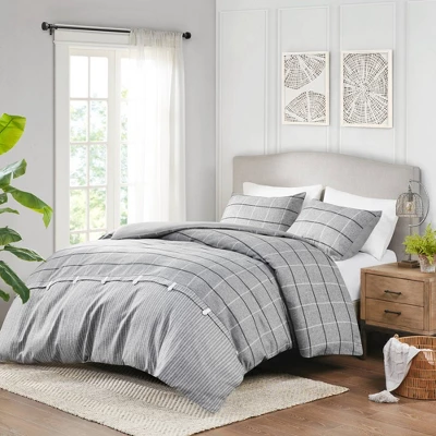 Madison Park 3pc King/California King Oakdale Faux Linen Jacquard Duvet Cover Set Gray 1 Madison Park 3pc King/California King Oakdale Faux Linen Jacquard Duvet Cover Set Gray
