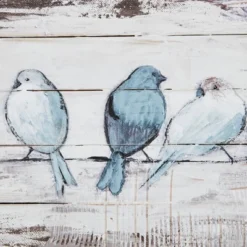 30" X 12" Perched Birds Hand Painted Wood Plank White/Gray -Furniture Promotion Shop GUEST a61d6deb 3b44 45ac 9fa2 7718687b8483