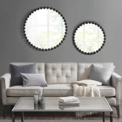 24.3" Round Marlowe Decorative Wall Mirror Black - Madison Park Signature -Furniture Promotion Shop GUEST a747ec86 22e1 45db ac5a 85db0893eecb