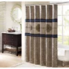 Perry Embroidered Shower Curtain Navy Blue