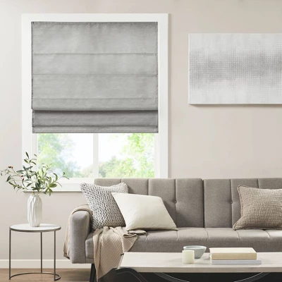 Aberdeen Printed Faux Silk Room Darkening Cordless Roman Blinds And Shade Gray 10 Aberdeen Printed Faux Silk Room Darkening Cordless Roman Blinds And Shade Gray - Image 10