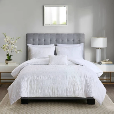 4pc Amari Cotton Seersucker Duvet Cover Set 3 4pc Amari Cotton Seersucker Duvet Cover Set - Image 3