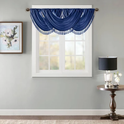 46"x38" Gail Faux Silk Waterfall Embellished Valance Curtain Panel 5 46"x38" Gail Faux Silk Waterfall Embellished Valance Curtain Panel - Image 5