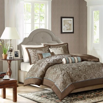 Madison Park 6pc King Charlotte Duvet Set Blue/Brown 1 Madison Park 6pc King Charlotte Duvet Set Blue/Brown