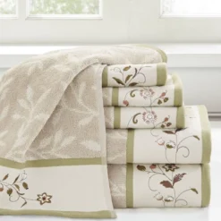 6pc Monroe Embroidered Cotton Jacquard Towel Set - Madison Park -Furniture Promotion Shop GUEST c6a6ad06 9117 4265 97d9 feaf62d8d392