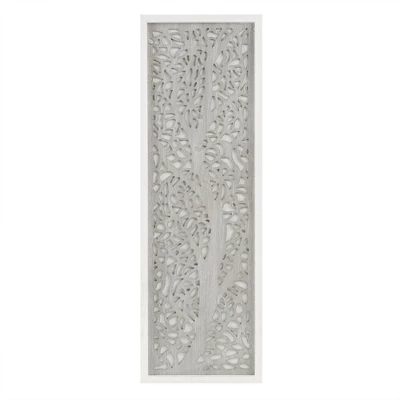 Laurel Branches Carved Wood Wall Decor Panel Gray - Madison Park 1 Laurel Branches Carved Wood Wall Decor Panel Gray - Madison Park