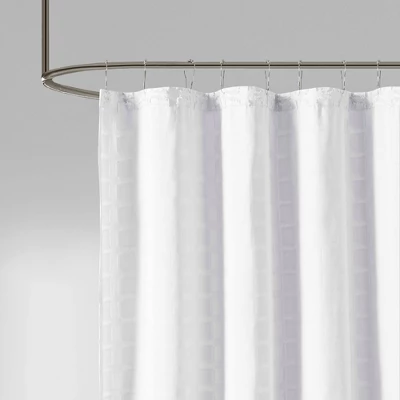 Gridd Woven Clipped Solid Shower Curtain 1 Gridd Woven Clipped Solid Shower Curtain
