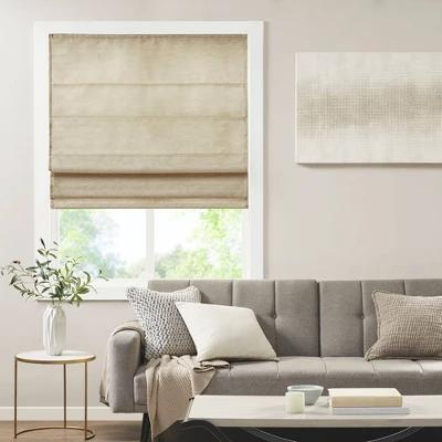 Aberdeen Printed Faux Silk Room Darkening Cordless Roman Blinds And Shade Taupe 13 Aberdeen Printed Faux Silk Room Darkening Cordless Roman Blinds And Shade Taupe - Image 13