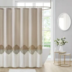72"x72" Arabella Pieced And Embroidered Shower Curtain - Madison Park -Furniture Promotion Shop GUEST f2a281fb 23f7 4ce0 b1fd 31fcefbccdc0