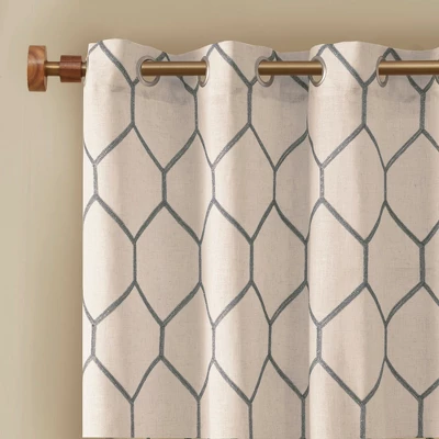 Peyton Metallic Geo Embroidered Single Window Curtain Panel 2 Peyton Metallic Geo Embroidered Single Window Curtain Panel - Image 2