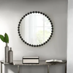 33.8" X 24.3" Round Marlowe Decorative Wall Mirror Black - Madison Park Signature -Furniture Promotion Shop GUEST f5428a2e dab4 4cbd 93c8 04b43e37a7e7