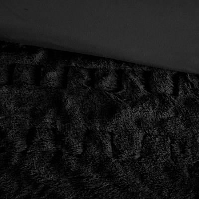 Madison Park 3pc Full/Queen Dakota Ruched Fur Down Alternative Comforter Set Black 7 Madison Park 3pc Full/Queen Dakota Ruched Fur Down Alternative Comforter Set Black - Image 7