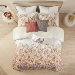 Julia 7pc Cotton Printed Comforter Set Off White/Red/Lavender -Furniture Promotion Shop GUEST f9ffa03c d52a 4709 a79f 9cea89fd3d06